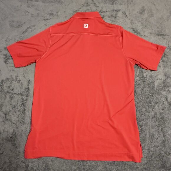 FJ FootJoy Men's Polo Size L Dark Pink White Stitching Athletic Fit Course Logo - Picture 2 of 6